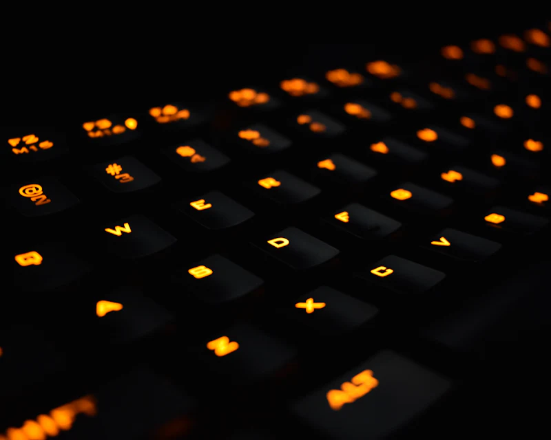 Backlit mechanical keyboard at night